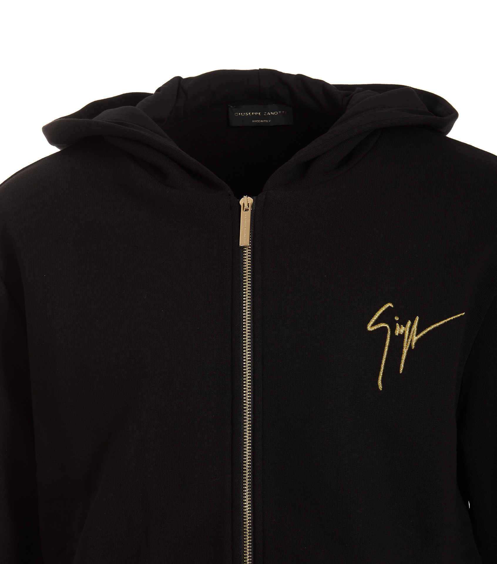 Shop Giuseppe Zanotti Lr-17 Embroidered-logo Zip Hoodie In Black
