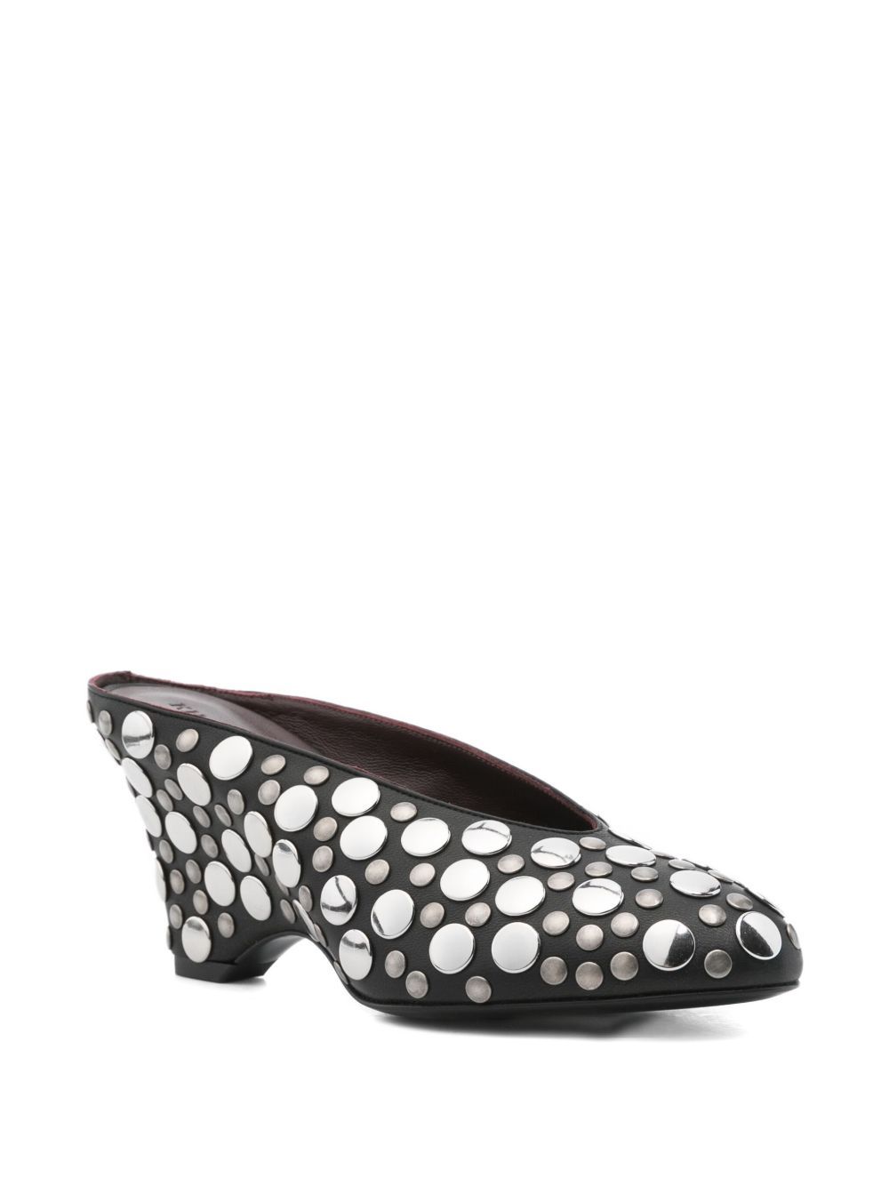 Khaite 70mm Metallic-studded Heeled Mules In Black