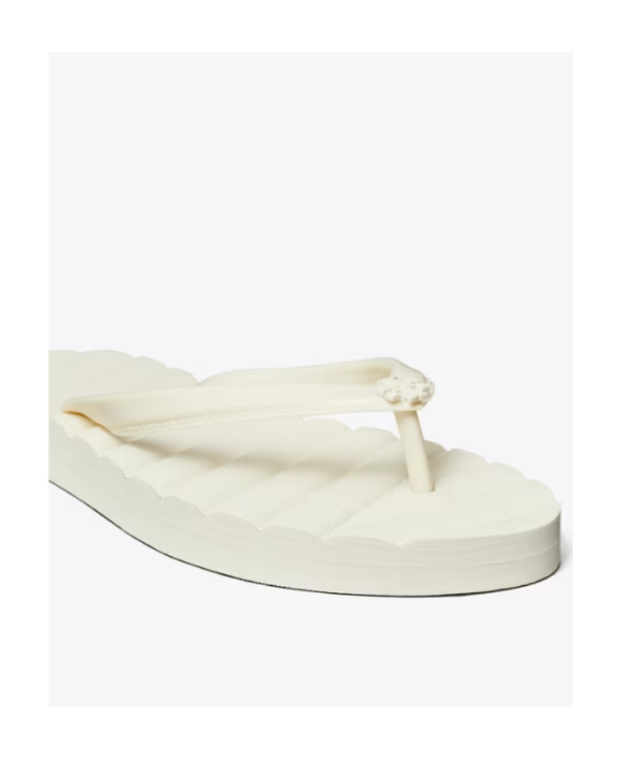 Tory Burch Logo Plaque Open Toe Slides In White