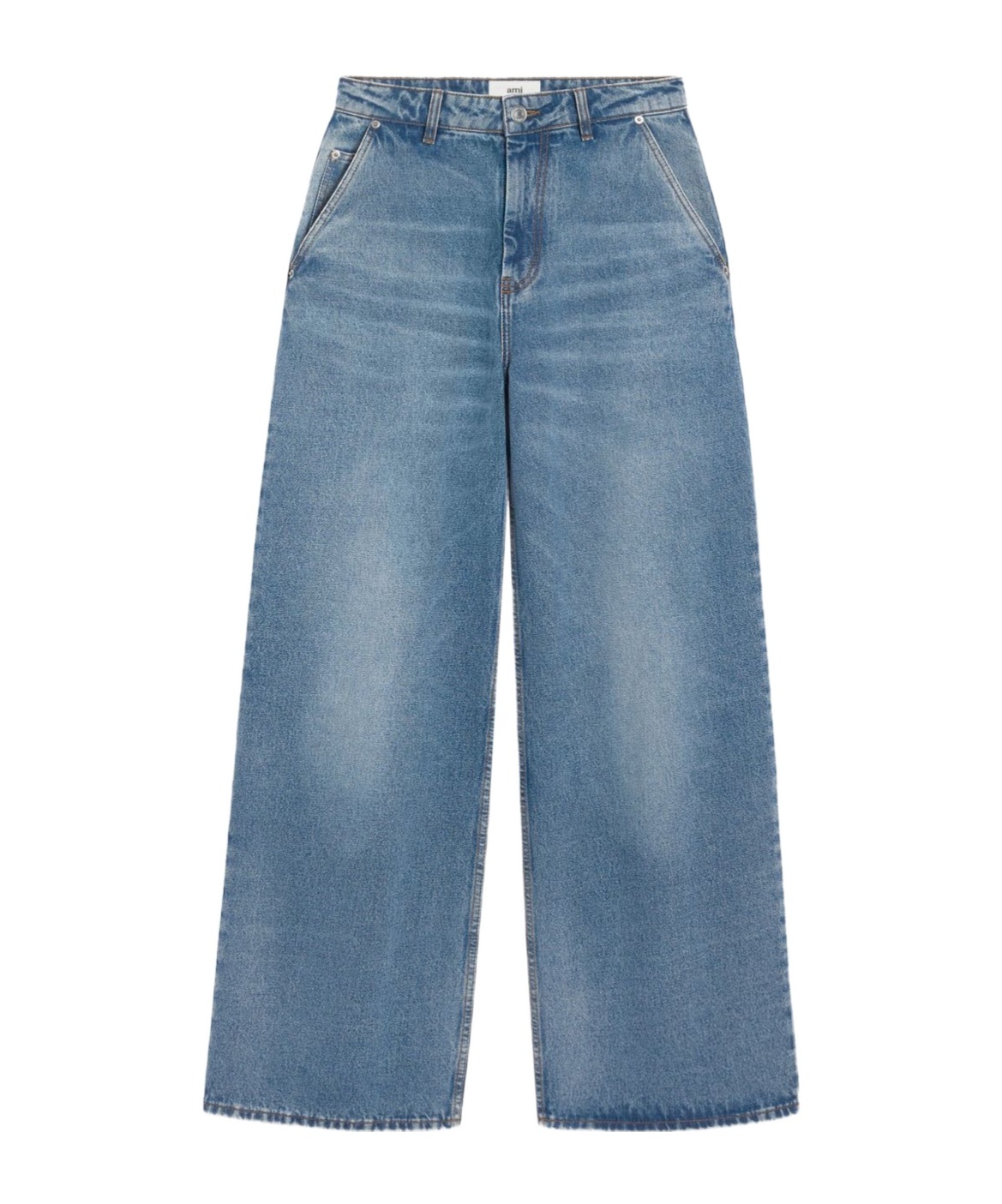 Ami Alexandre Mattiussi Wide Leg Denim Trousers Featuring Pockets In Blue