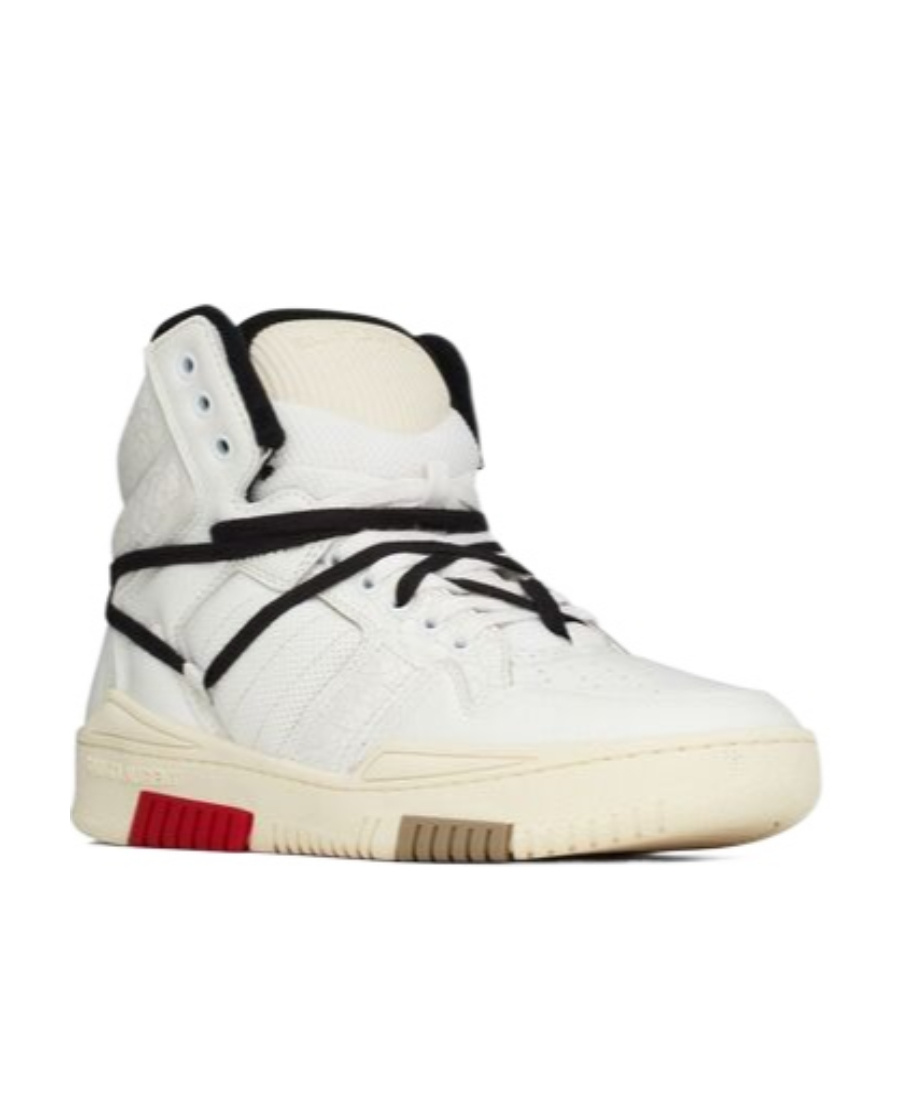 Saint Laurent Smith Striped Hi-top Sneakers In White