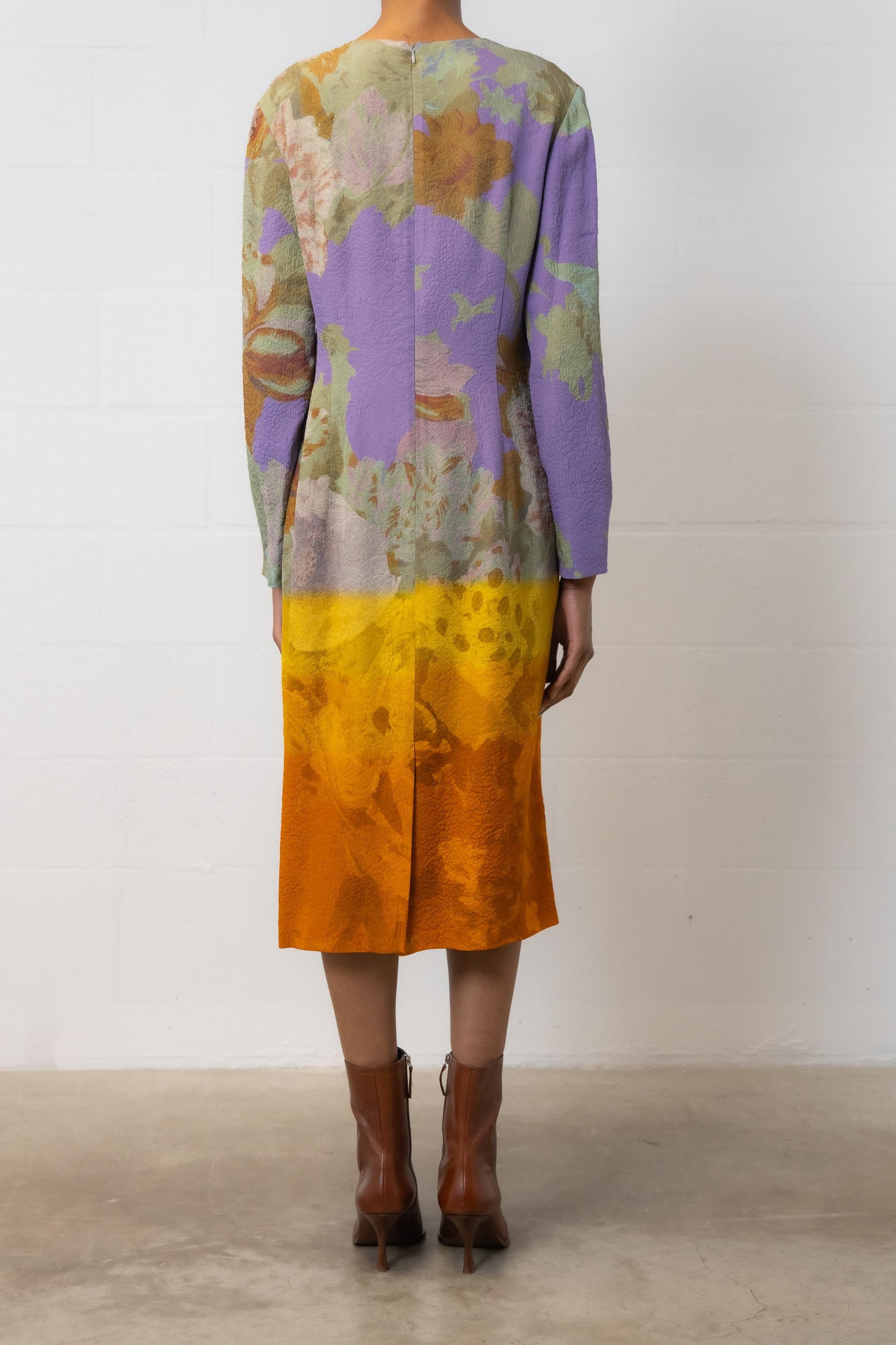 Dries Van Noten Round Neck Long-sleeved Dress In Multicolor