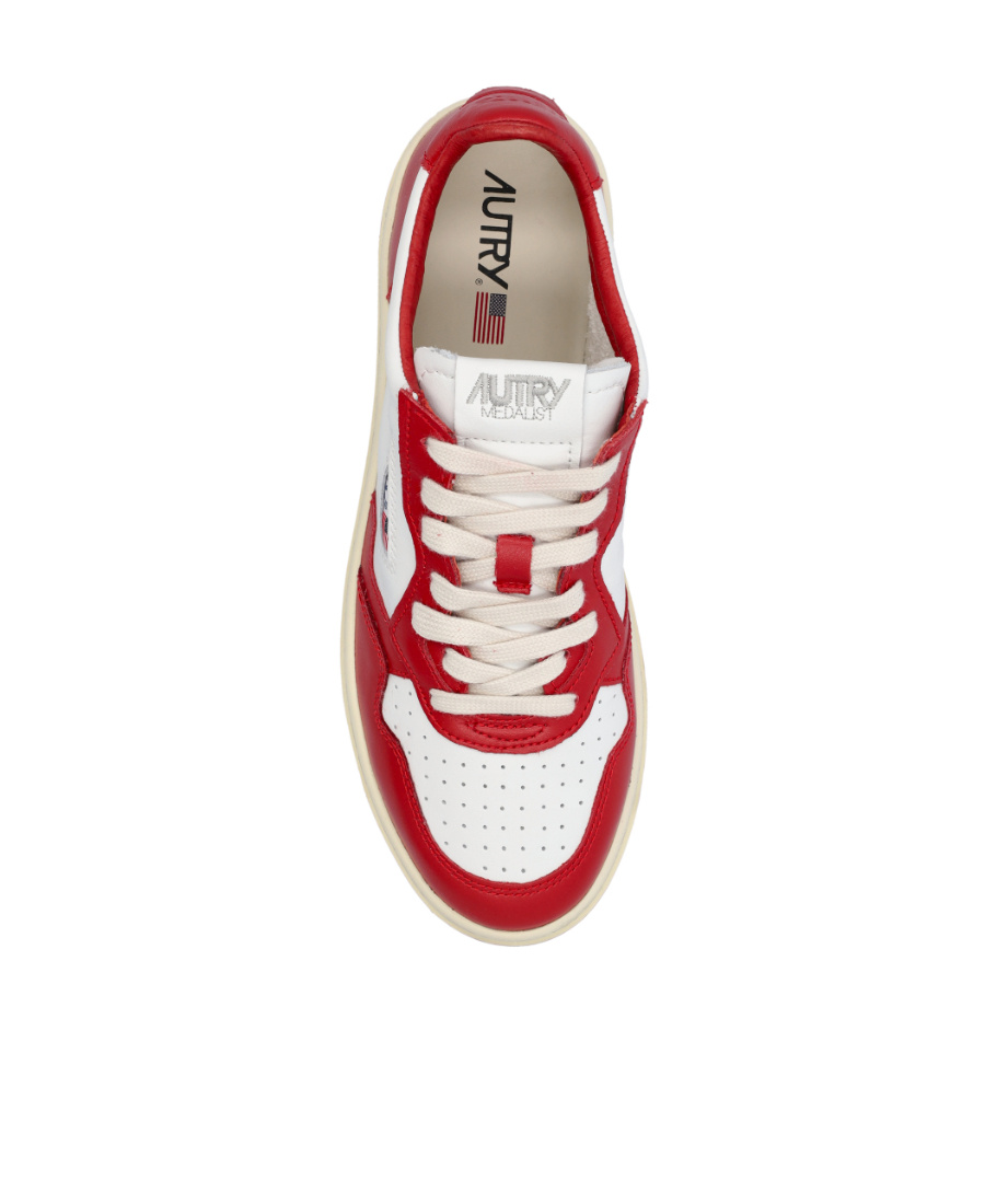 Autry Low Leather Sneakers Panelled Design In Red