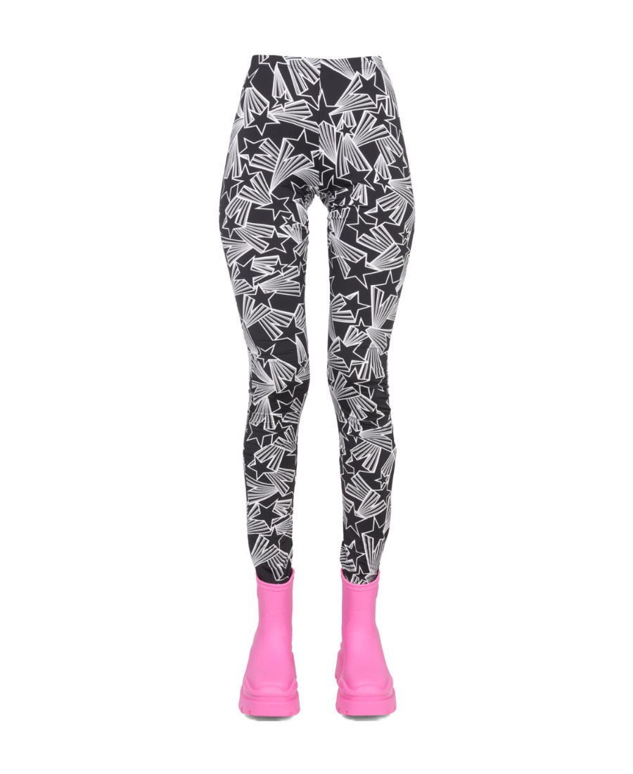 Msgm Graphic Print Leggings In Gray