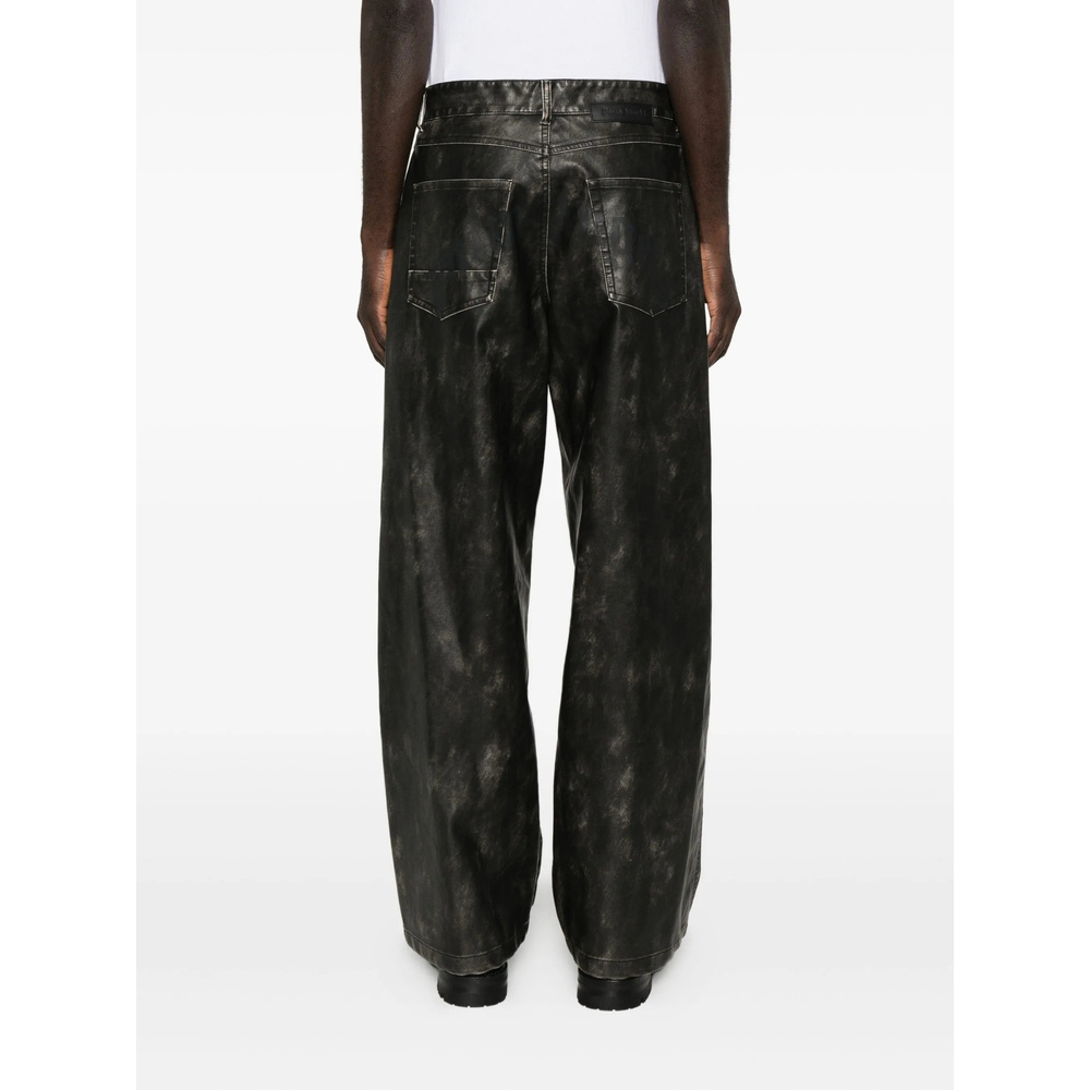 Palm Angels Curved Logo Coated Trousers In Black