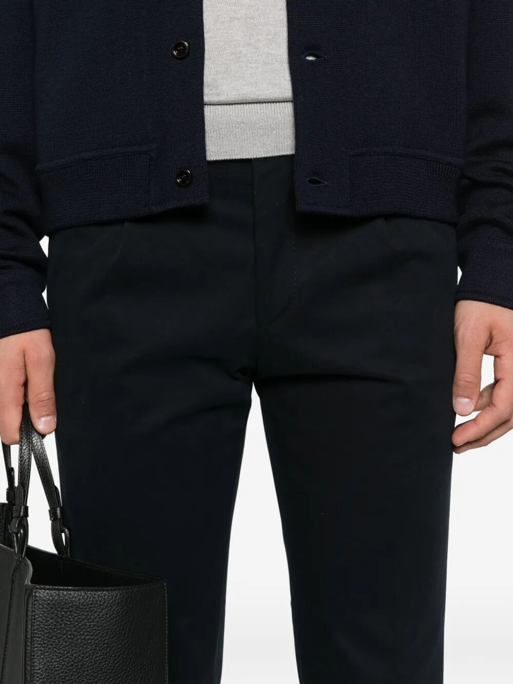 Barba Napoli Pleated Casual Pants In Black