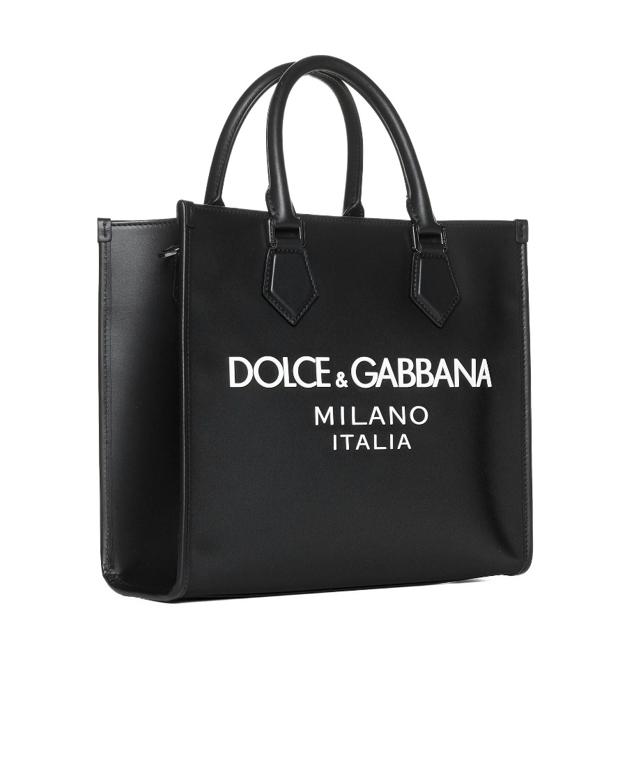 Dolce & Gabbana Logo-embossed Canvas Tote Bag In Black