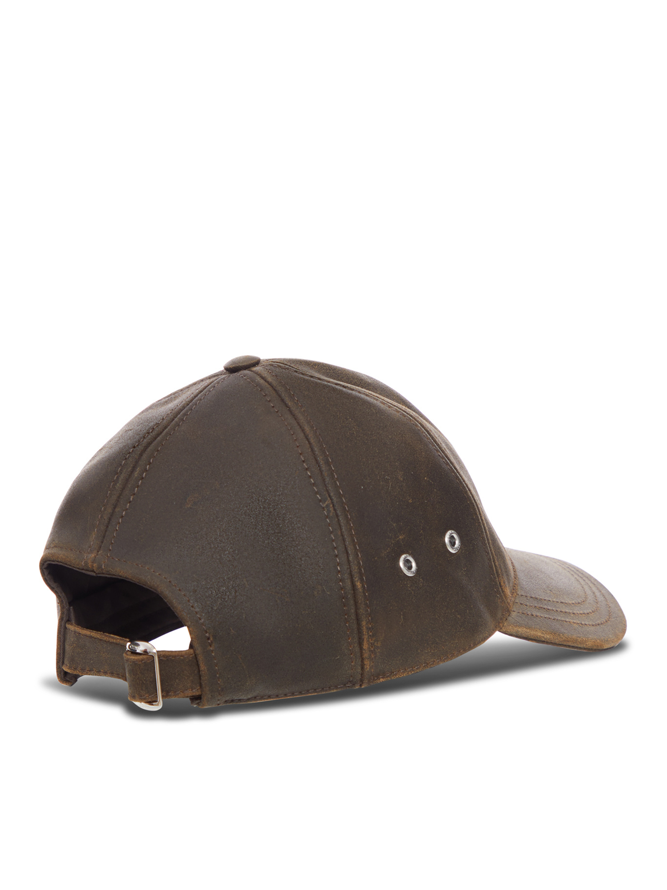 Celine Men Triomphe Leather Baseball Cap In Brown