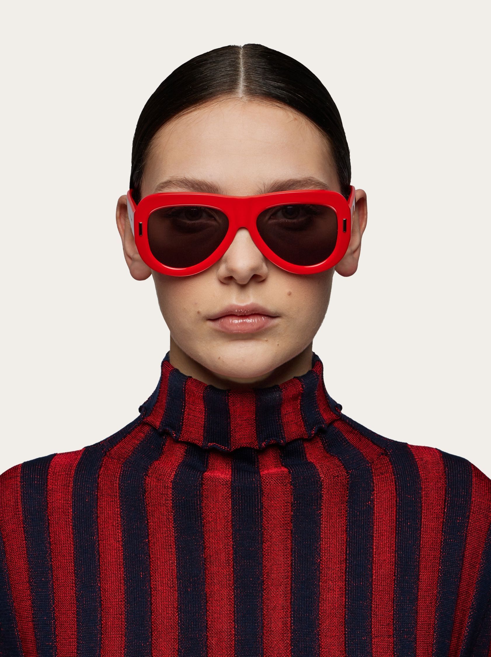 Ferragamo Rivets 57mm Aviator Sunglasses In Red