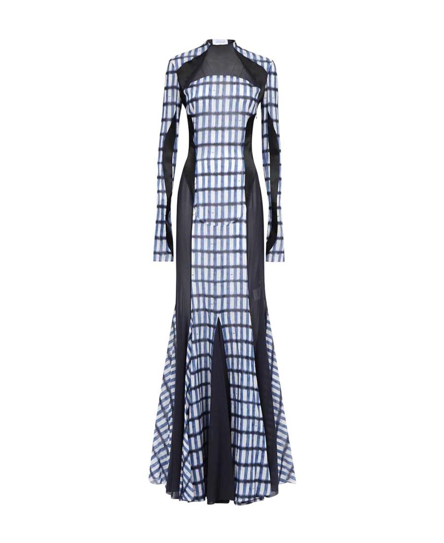 Off-white Geometric-print Maxi Dress In Multicolor