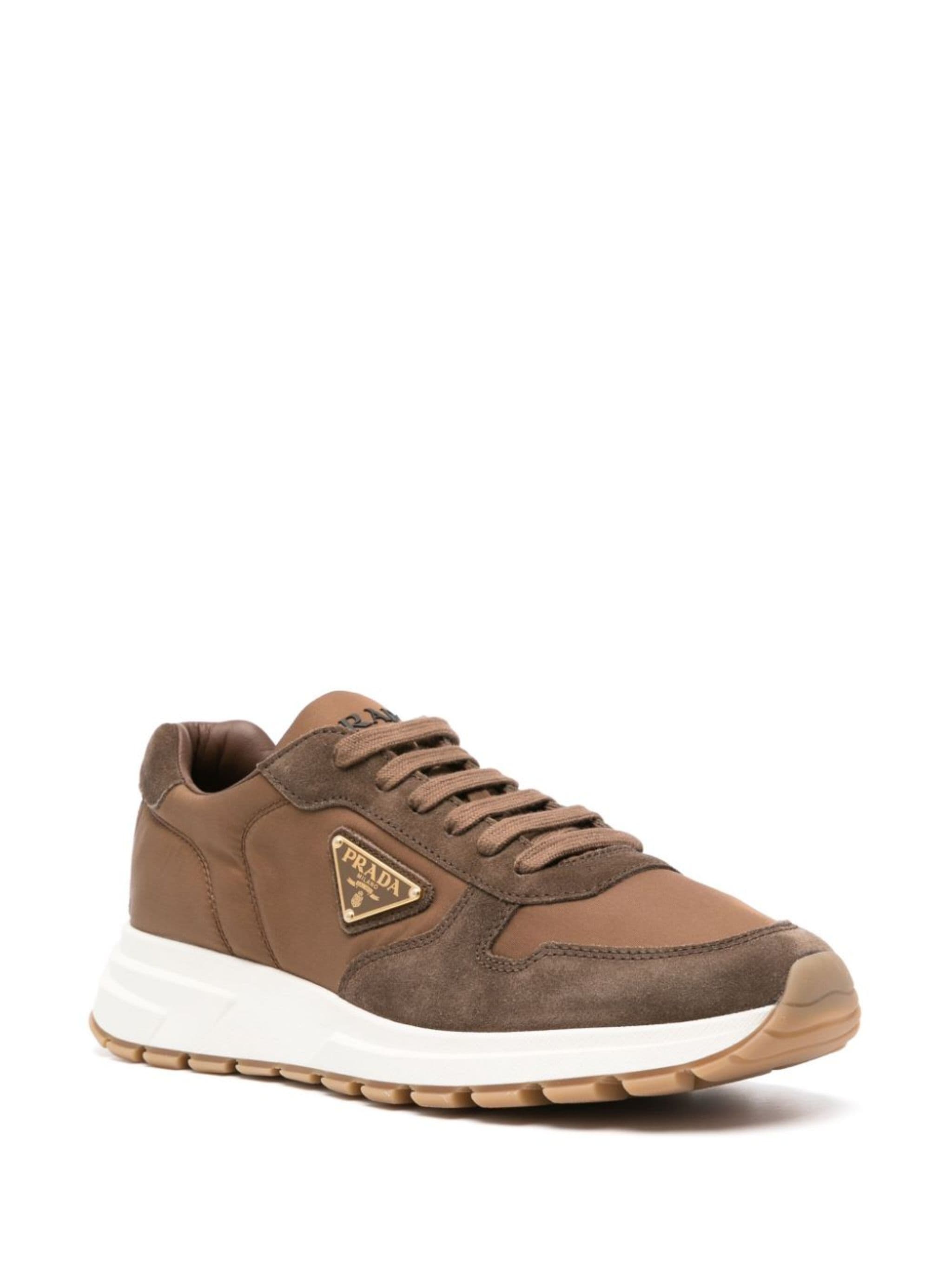 Prada Suede Low-top Sneakers Rubber Sole In Brown