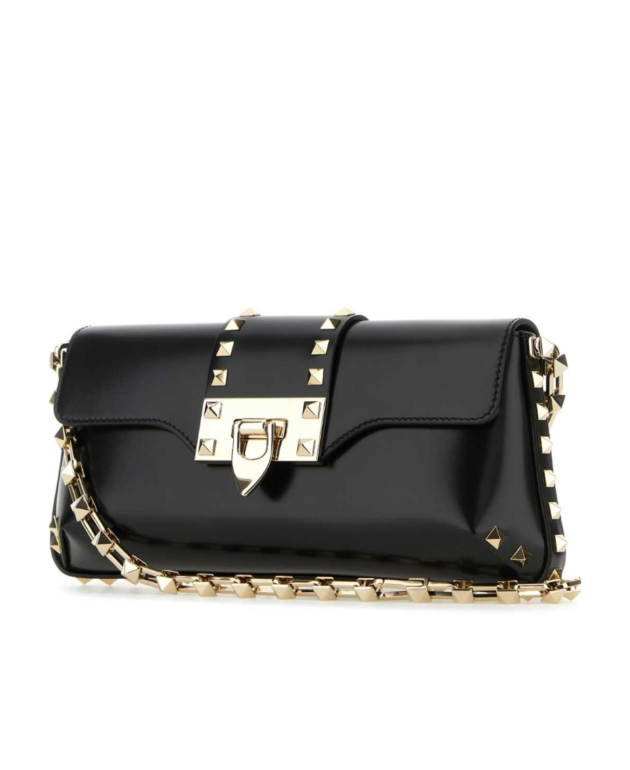 Valentino Garavani Rockstud Leather Shoulder Bag In Black