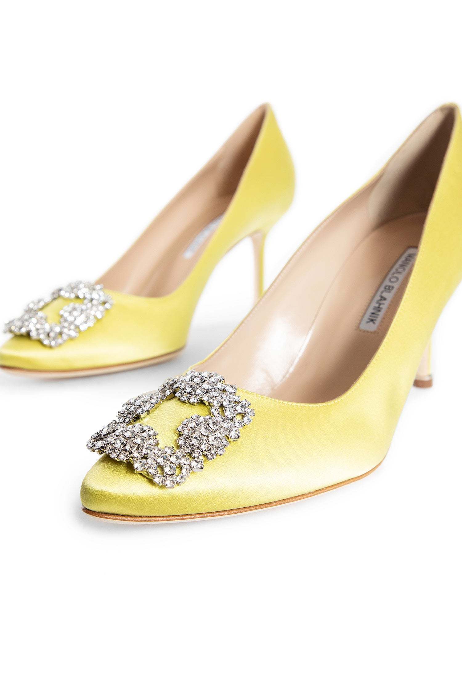 Manolo Blahnik Round Toe High Heels In Yellow