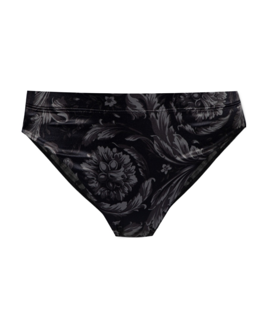Versace Barocco-print Satin Briefs In Black