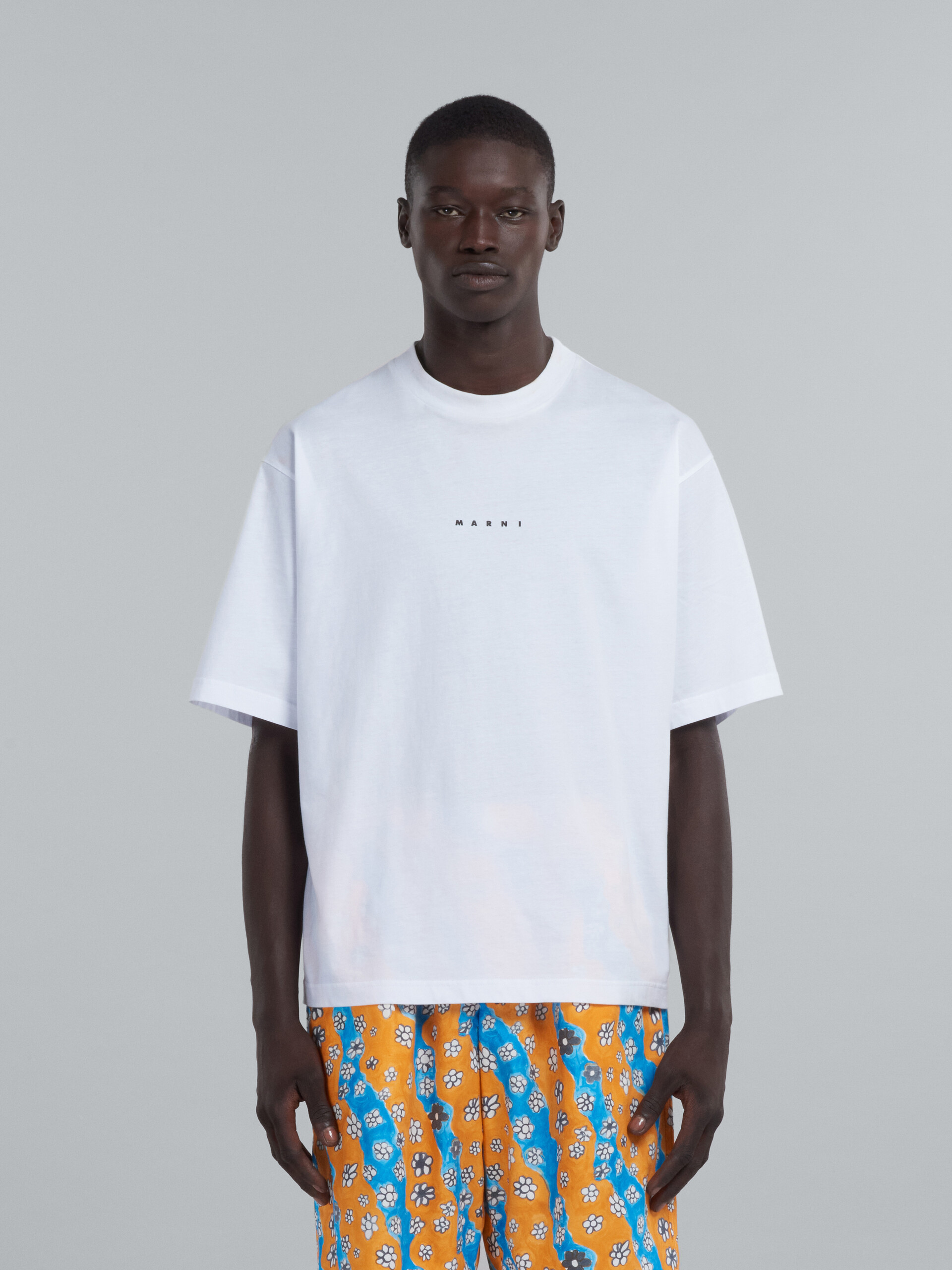 Marni White Cotton T-shirt With Logo Print In White
