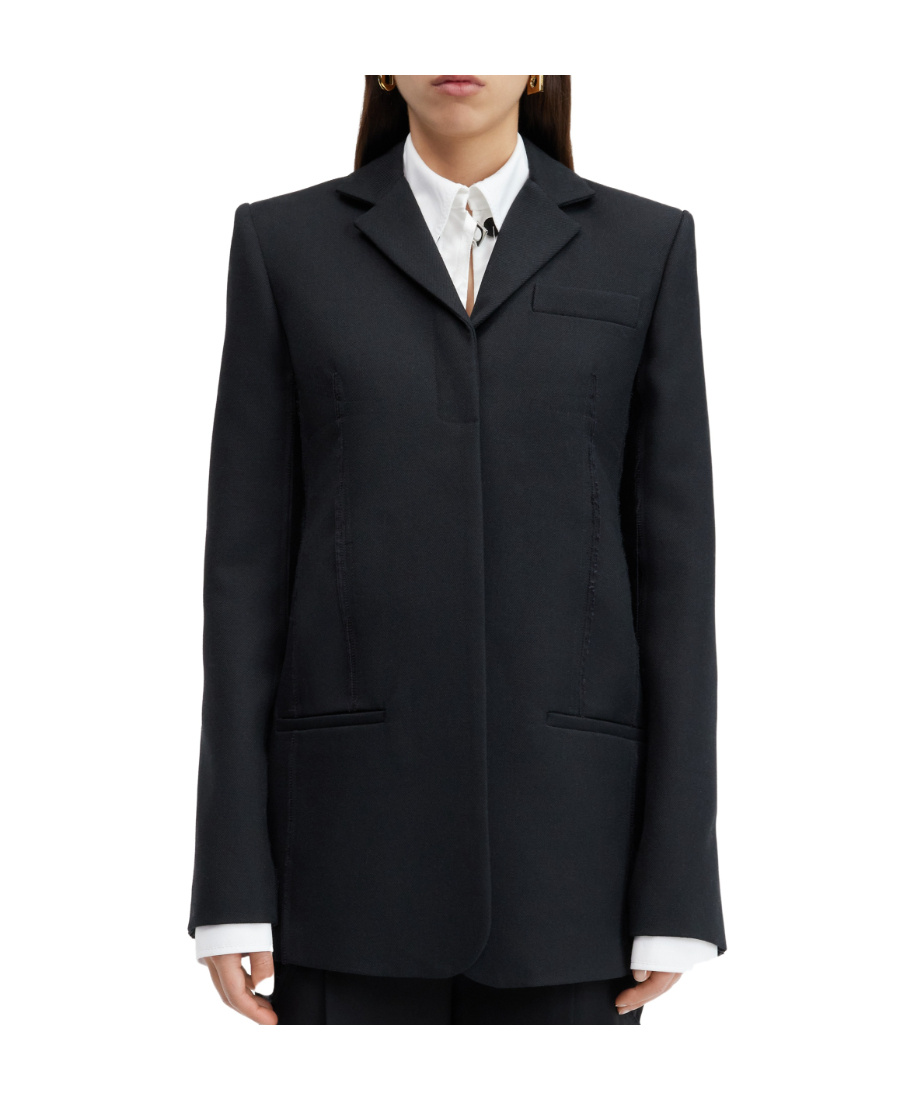 Jacquemus Caraco Raw-seam Single-breasted Blazer In Black