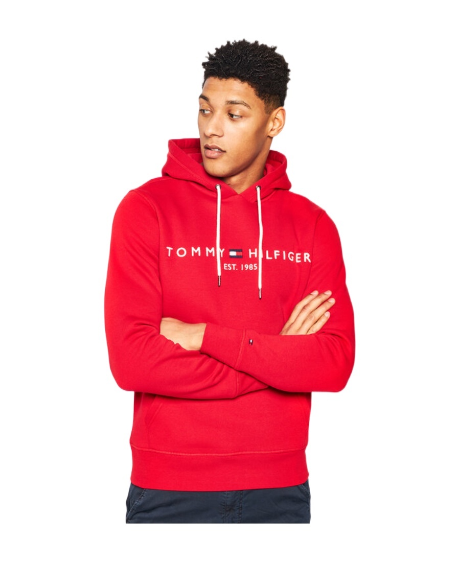 Tommy Hilfiger Embroidered Tommy Logo Hoodie In Red