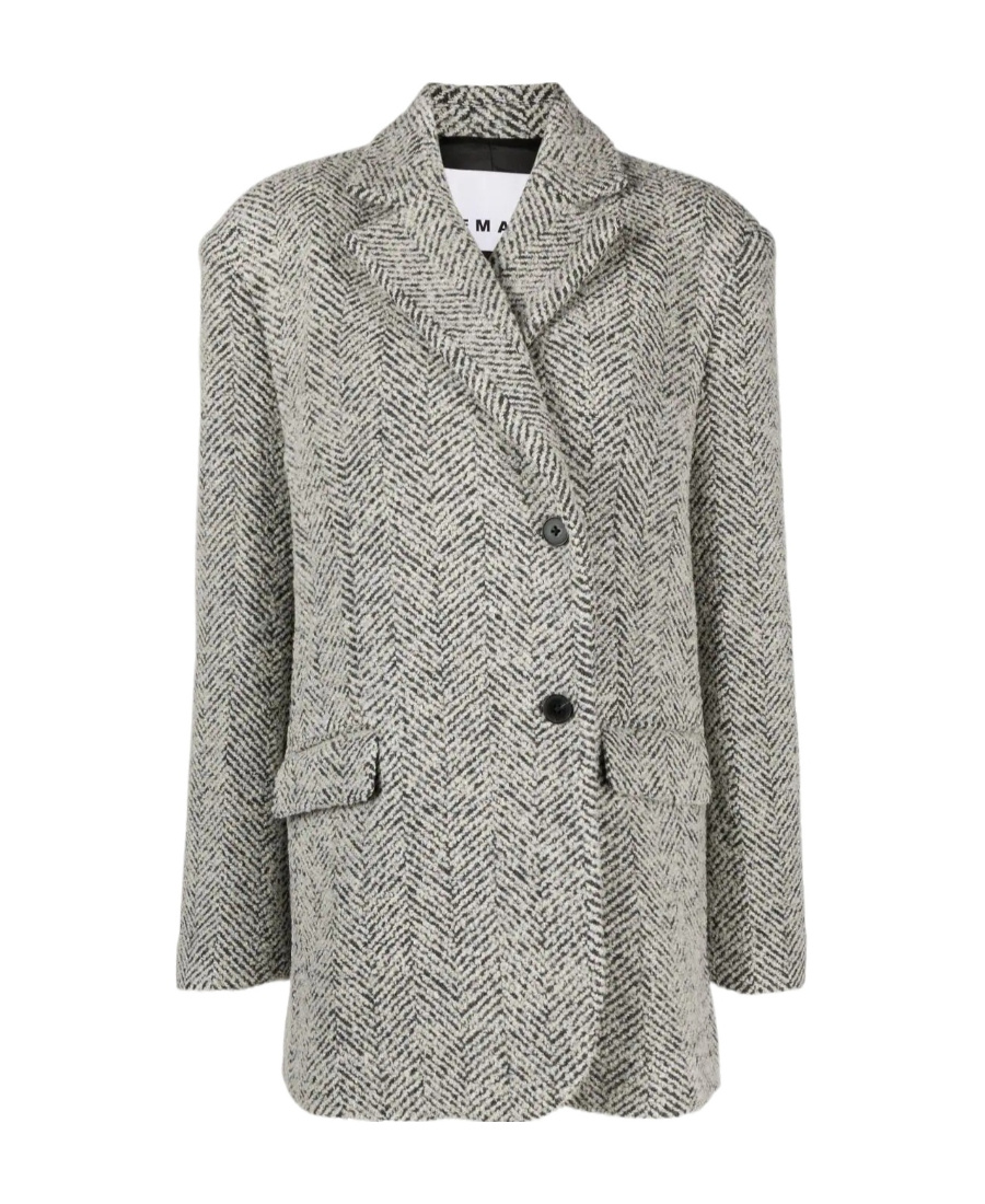 Remain Birger Christensen Herringbone Blended Short Coat In Gray