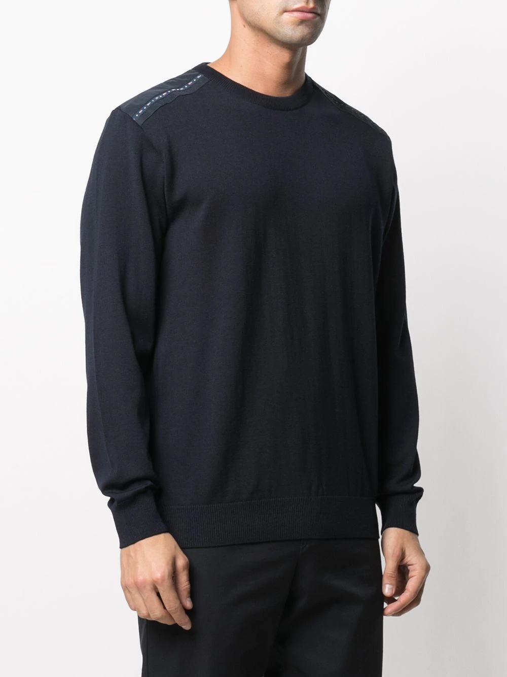 Paul & Shark Maglia Con Scollo A V In Lana Merino Con Badge Iconico In Black