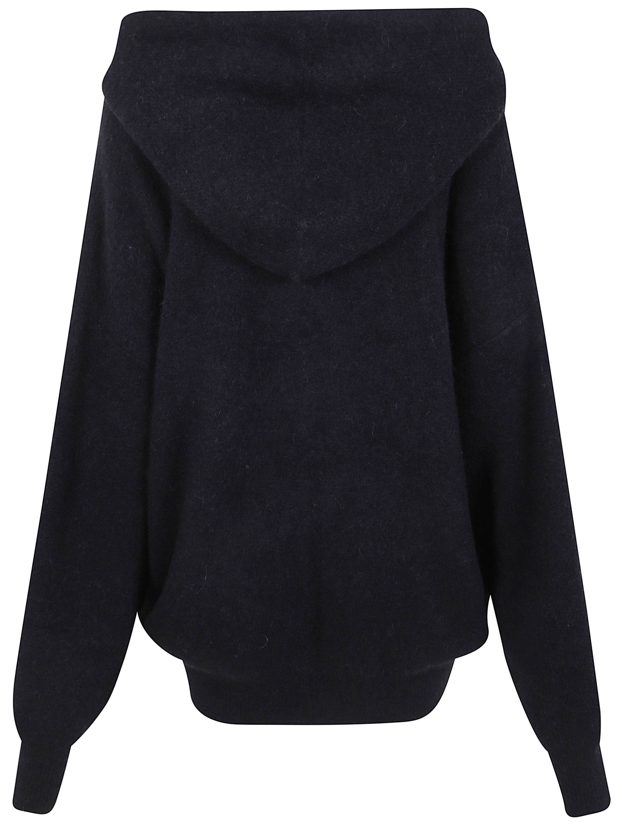 Rick Owens Hooded Sweater With Drawstring And Pocket In Black