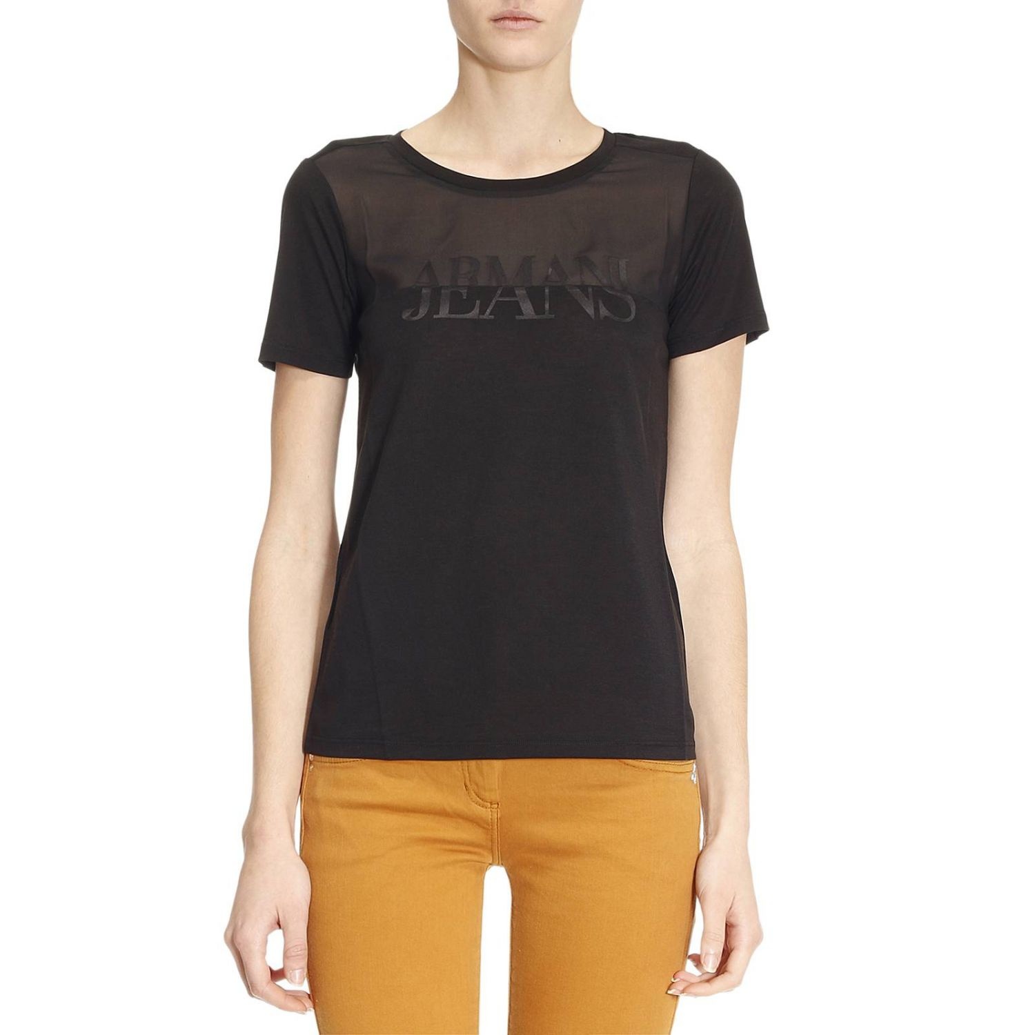 Shop Armani Jeans Logo Details T-shirt In Black