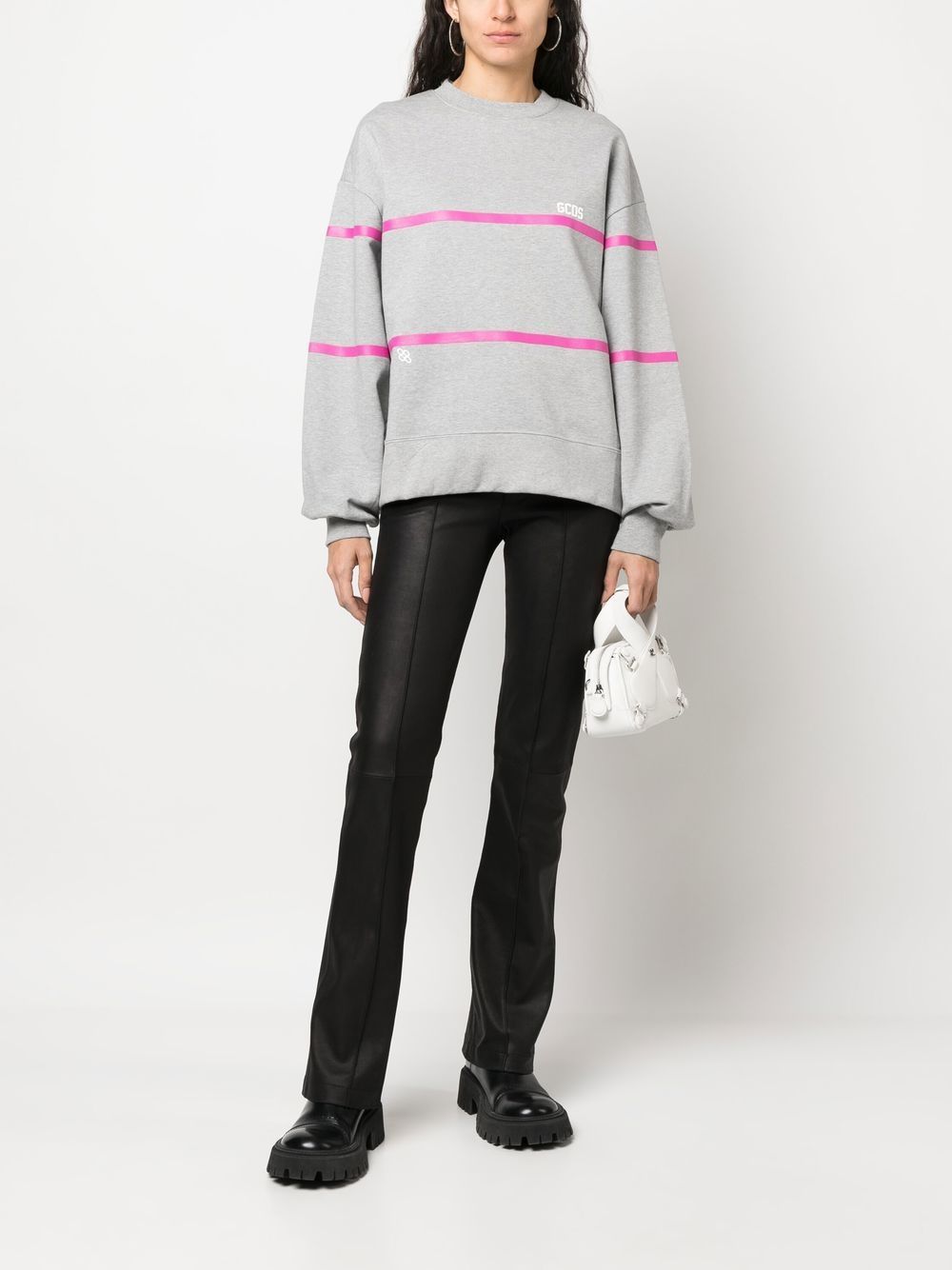 Gcds Stripe-detailed Sweatshirt In White