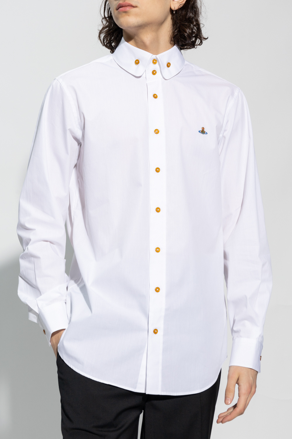 Vivienne Westwood Krall Logo-embroidered Cotton Shirt In White