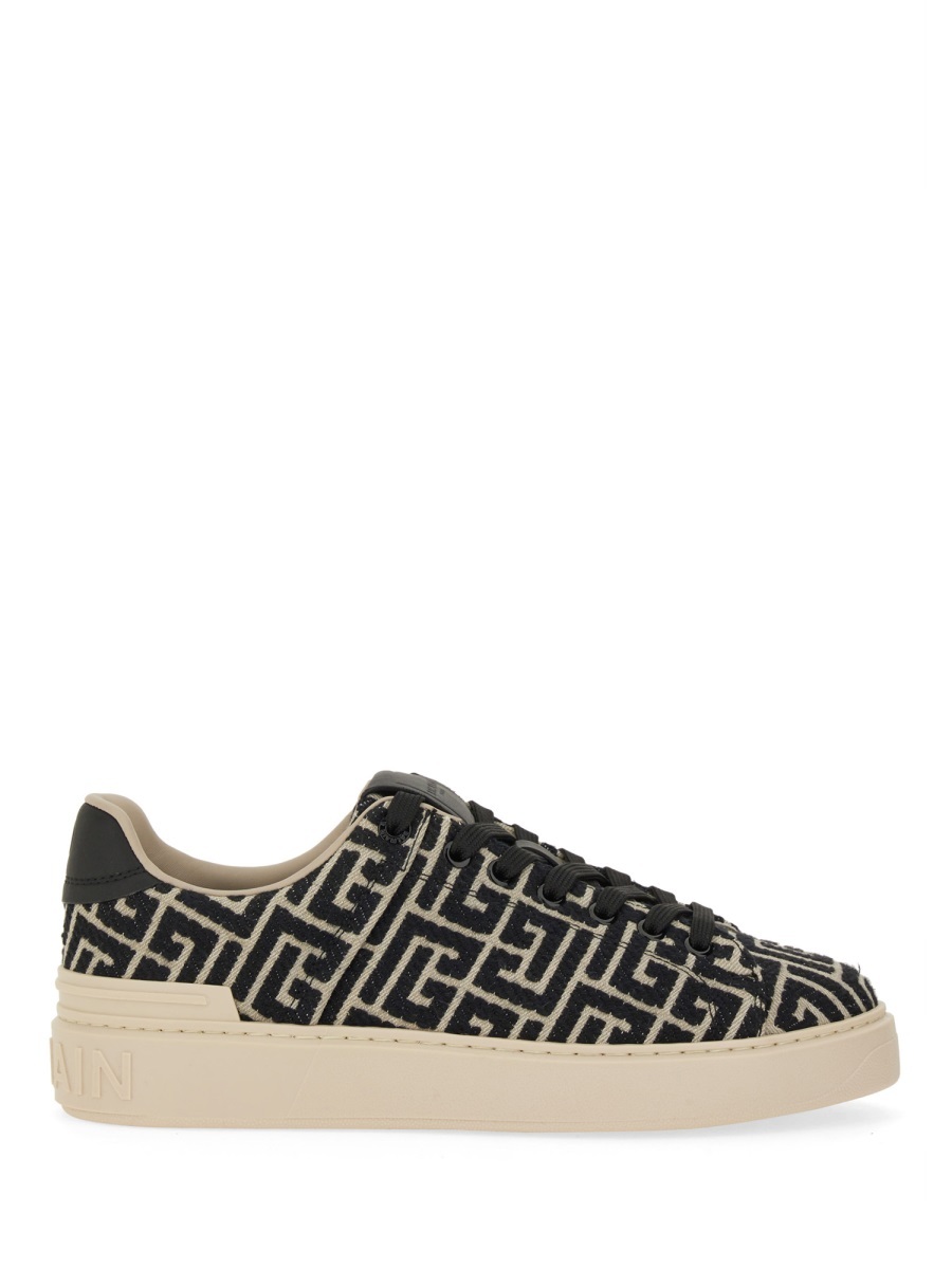 Balmain B-court Monogram Sneakers In Brown