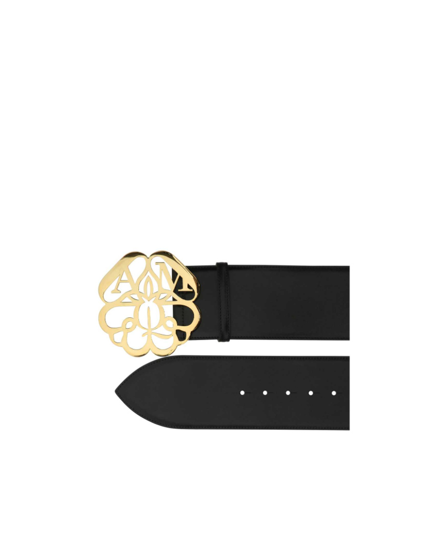 Alexander Mcqueen Signature Logo Leather Belt In Black