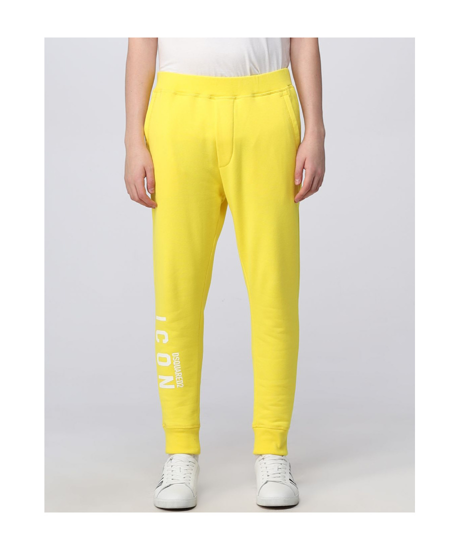 Dsquared2 Printed Casual Pants In Yellow