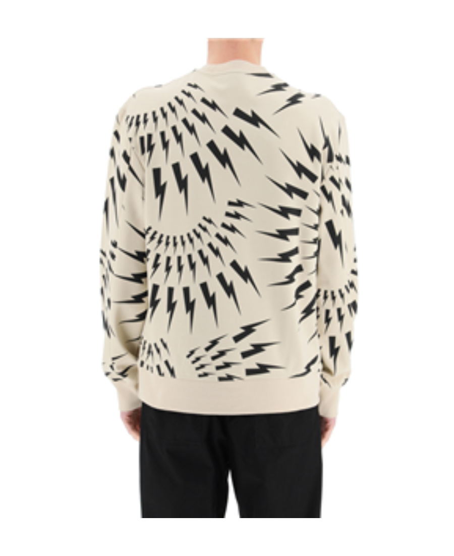 Neil Barrett Thunderbolt-print Cotton Sweatshirt In Nude