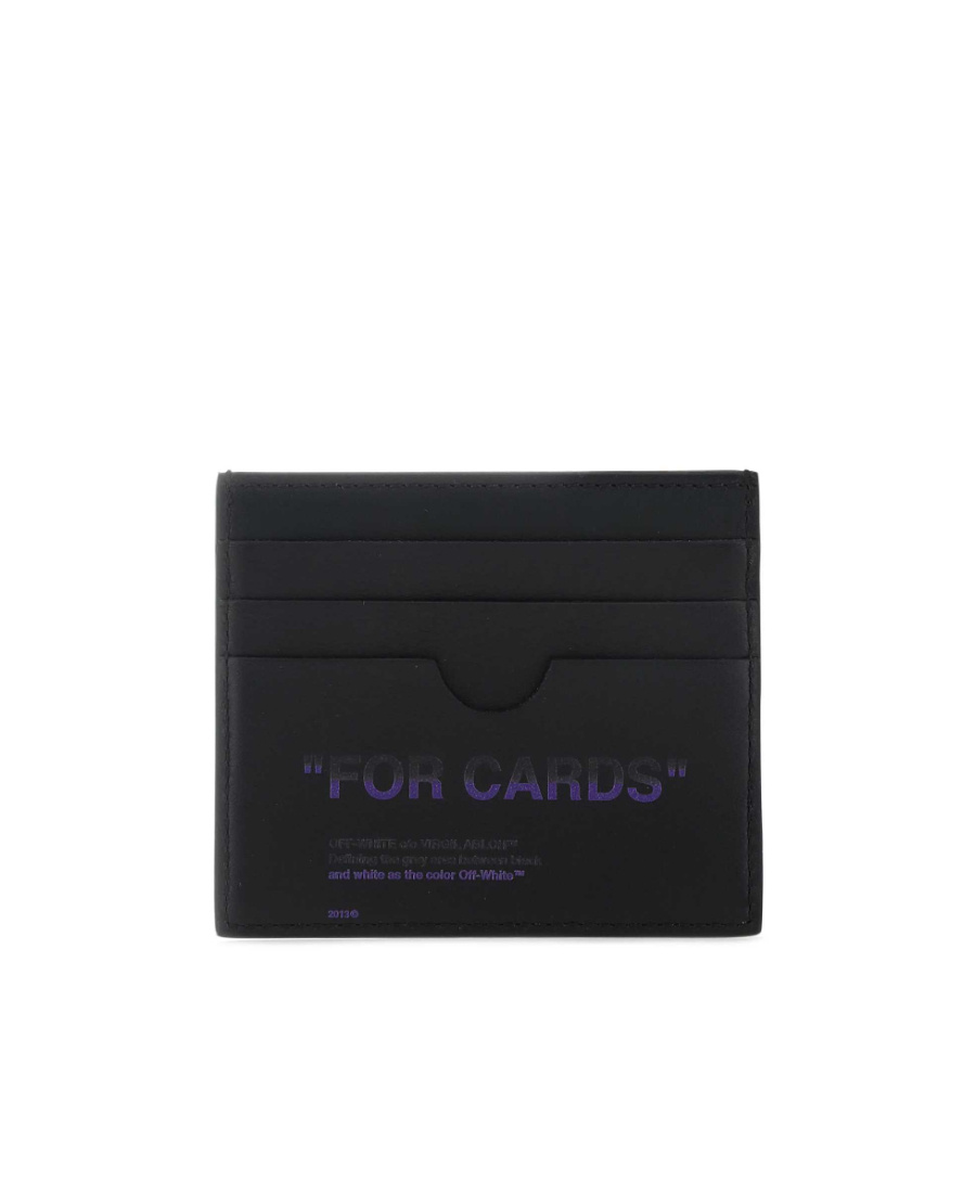 Off-white Leather Cardholder In Black