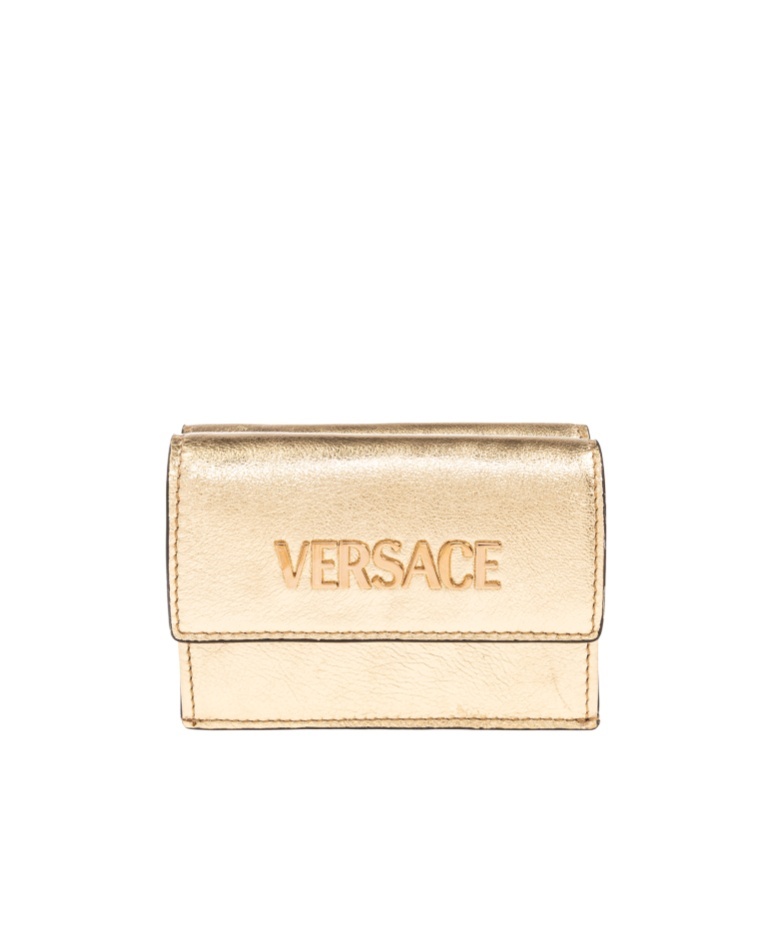Versace Logo Wallet In Brown