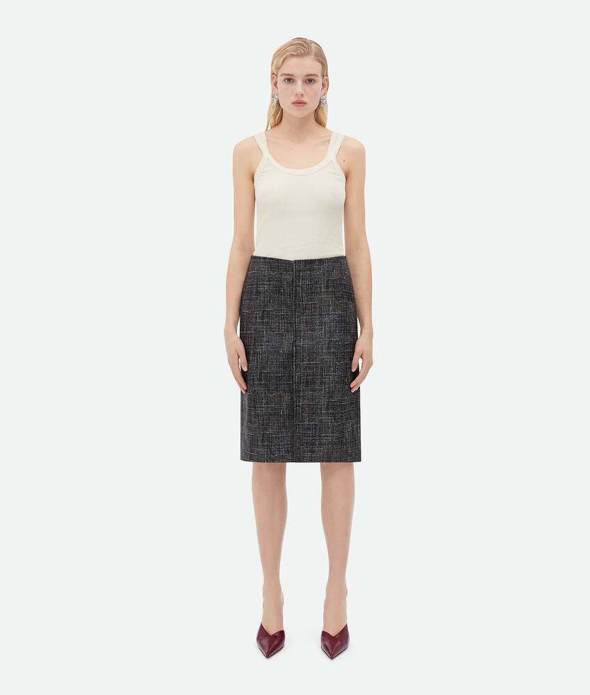 Bottega Veneta Stylish Black Printed Leather Midi Skirt For Women From Ss23 Collection In Gray