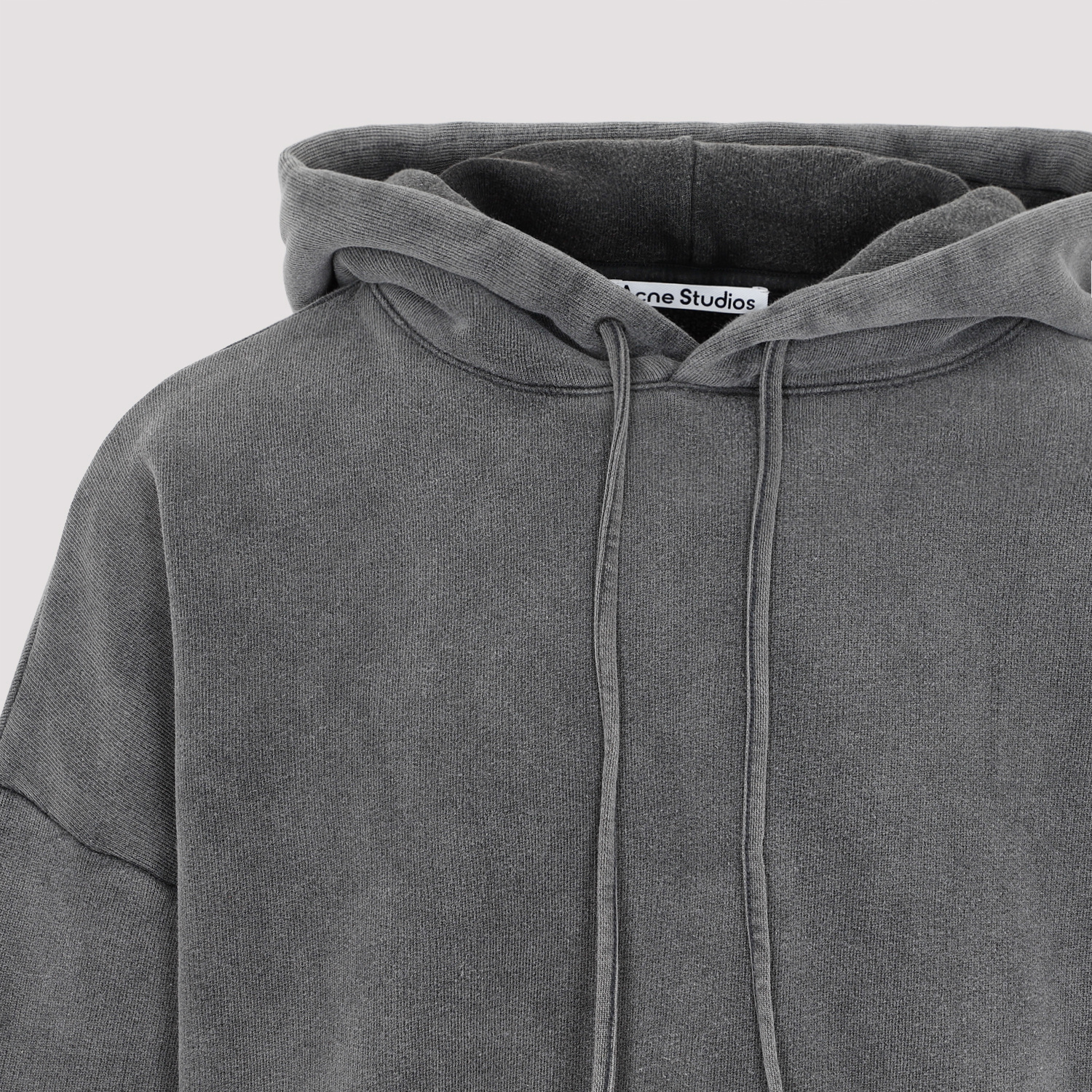 Acne Studios Logo Patch Cotton Hoodie In Gray