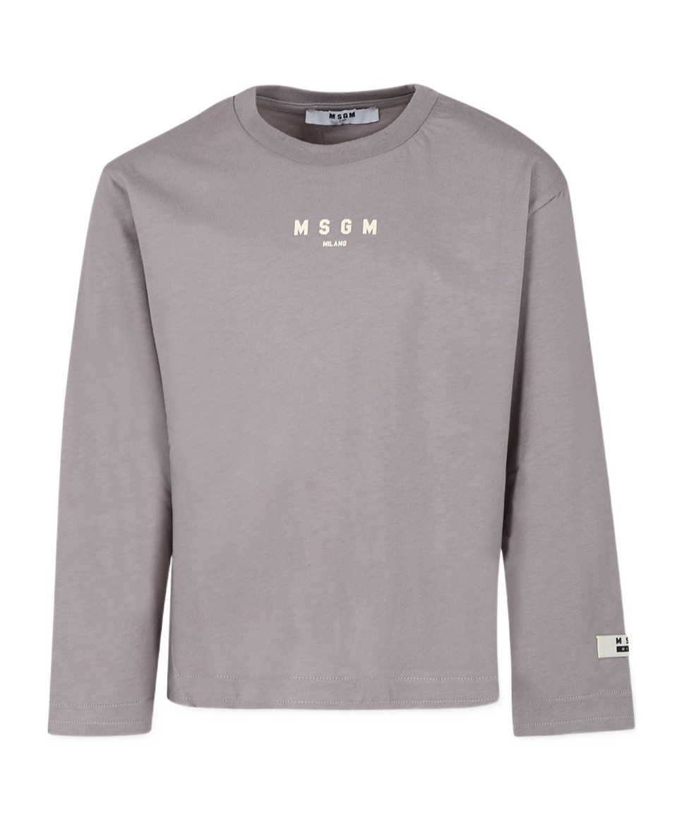 Msgm Logo-print T-shirt In Gray