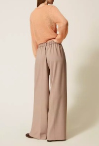 Twinset Wide-leg Trousers With High Waist In Brown
