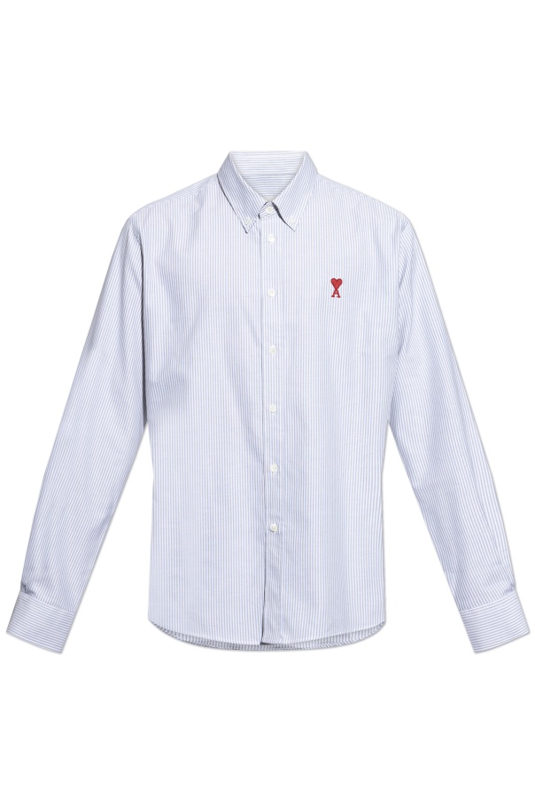 Ami Alexandre Mattiussi Ami Paris Ami De Coeur Buttoned Striped Shirt In White