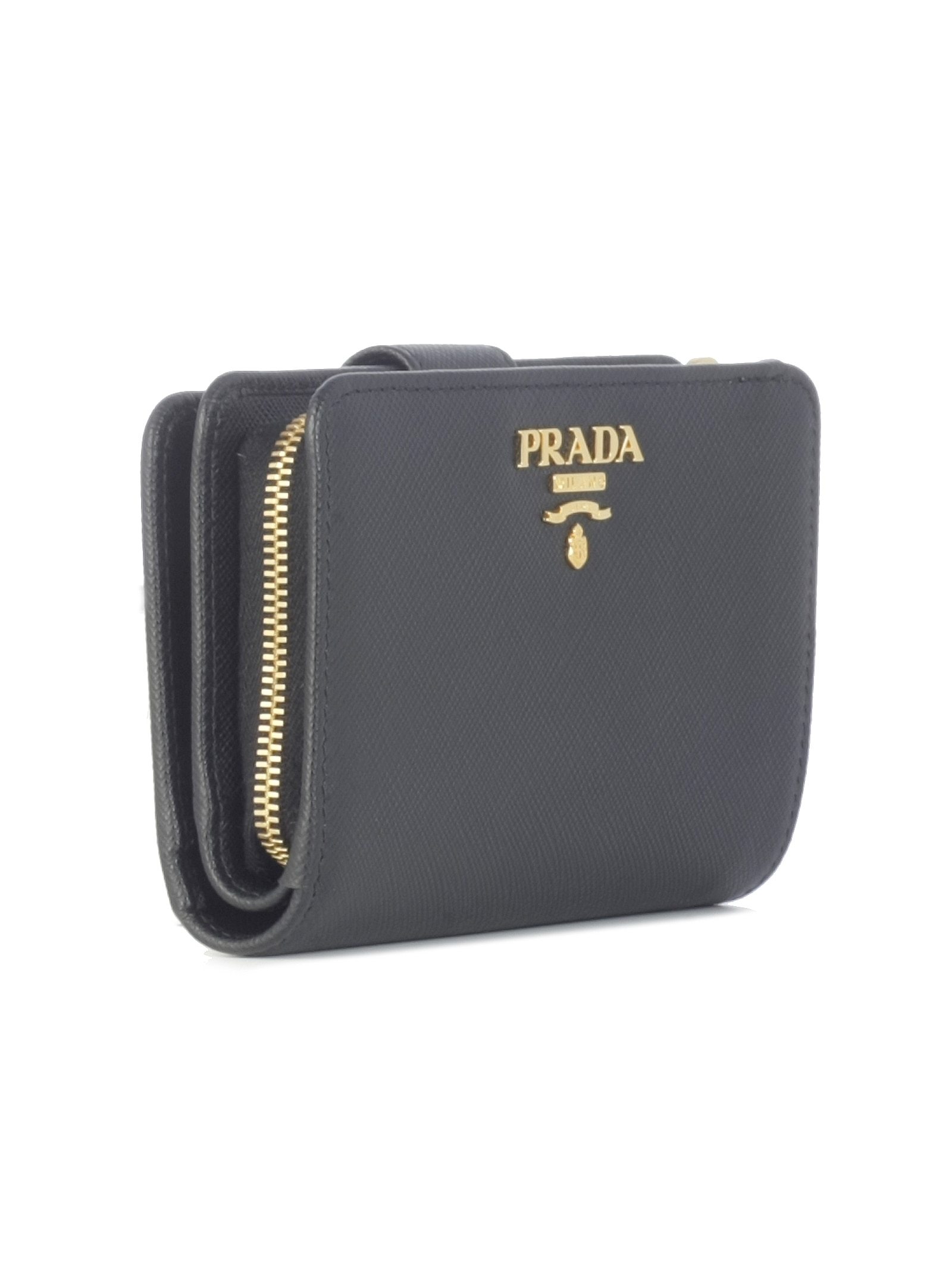 Prada Medium Logo Wallet In Black
