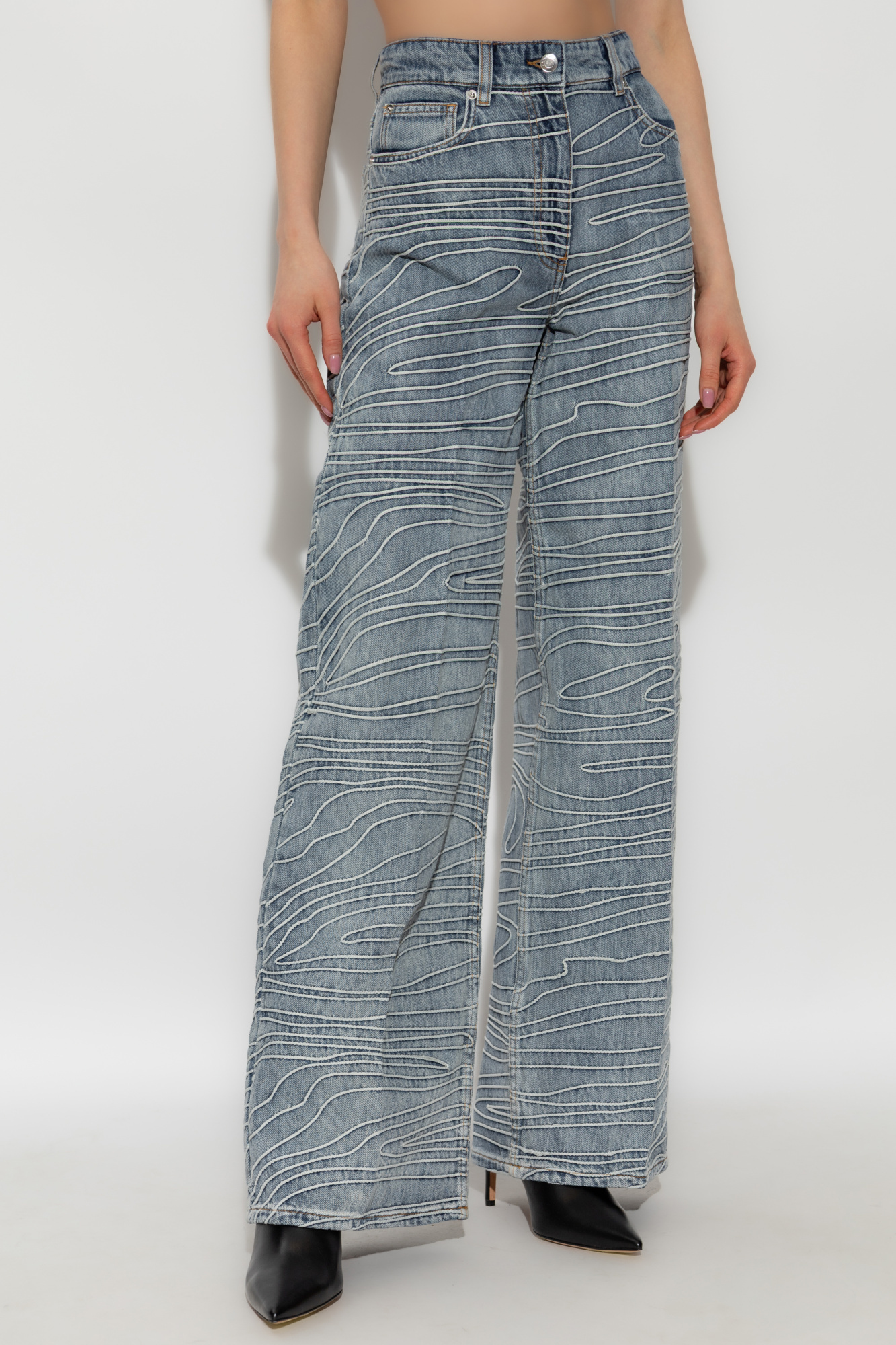 Iro Belt Loop Denim Trousers In Gray