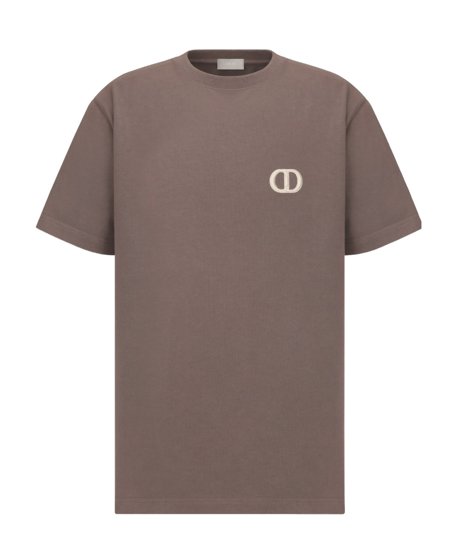 Dior Round-necked Embroidered Logo T-shirt In Brown