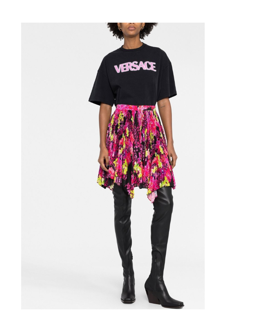Shop Versace Off-shoulder Long-sleeve Bodysuit In Red