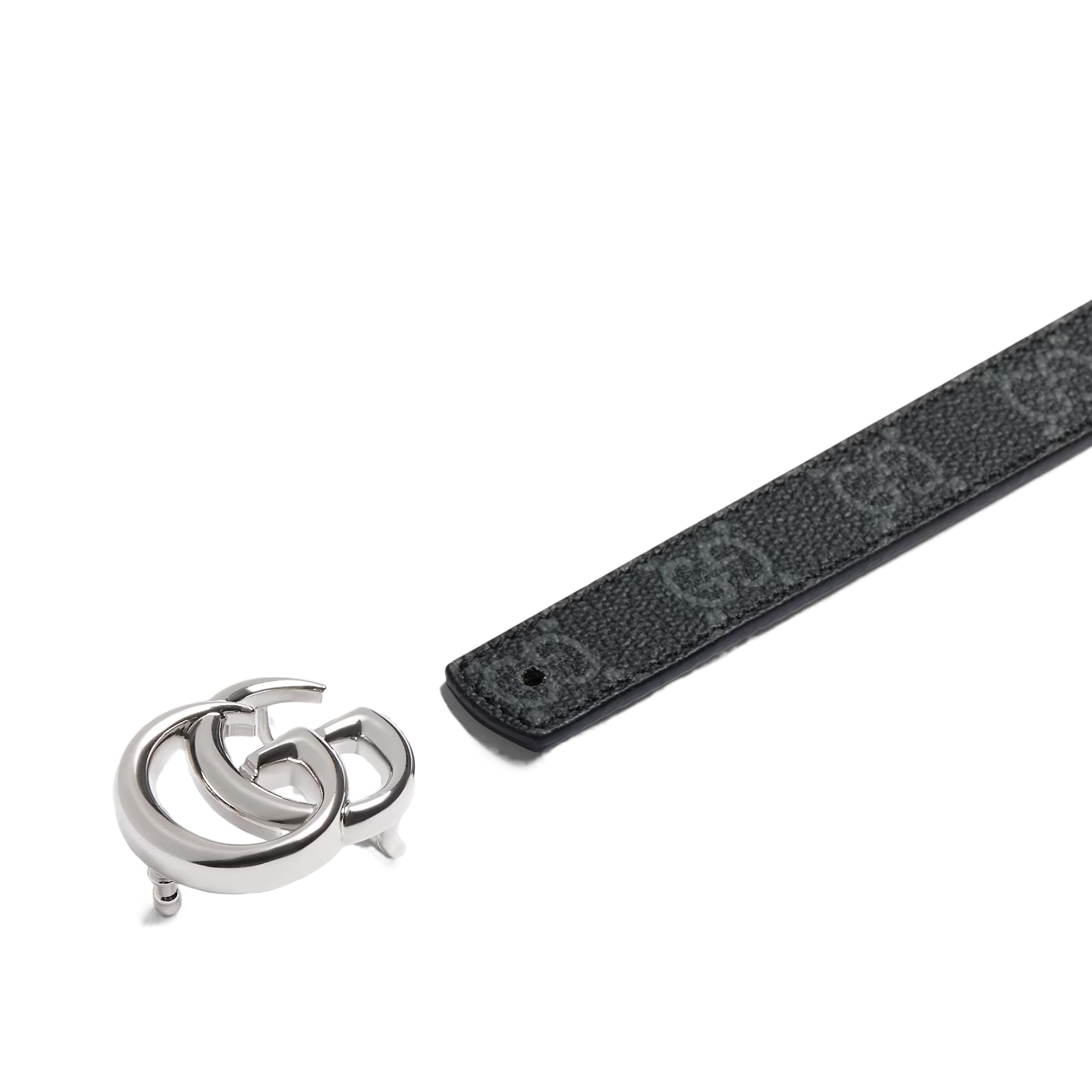 Gucci Reversible Gg Marmont Thin Belt In Black