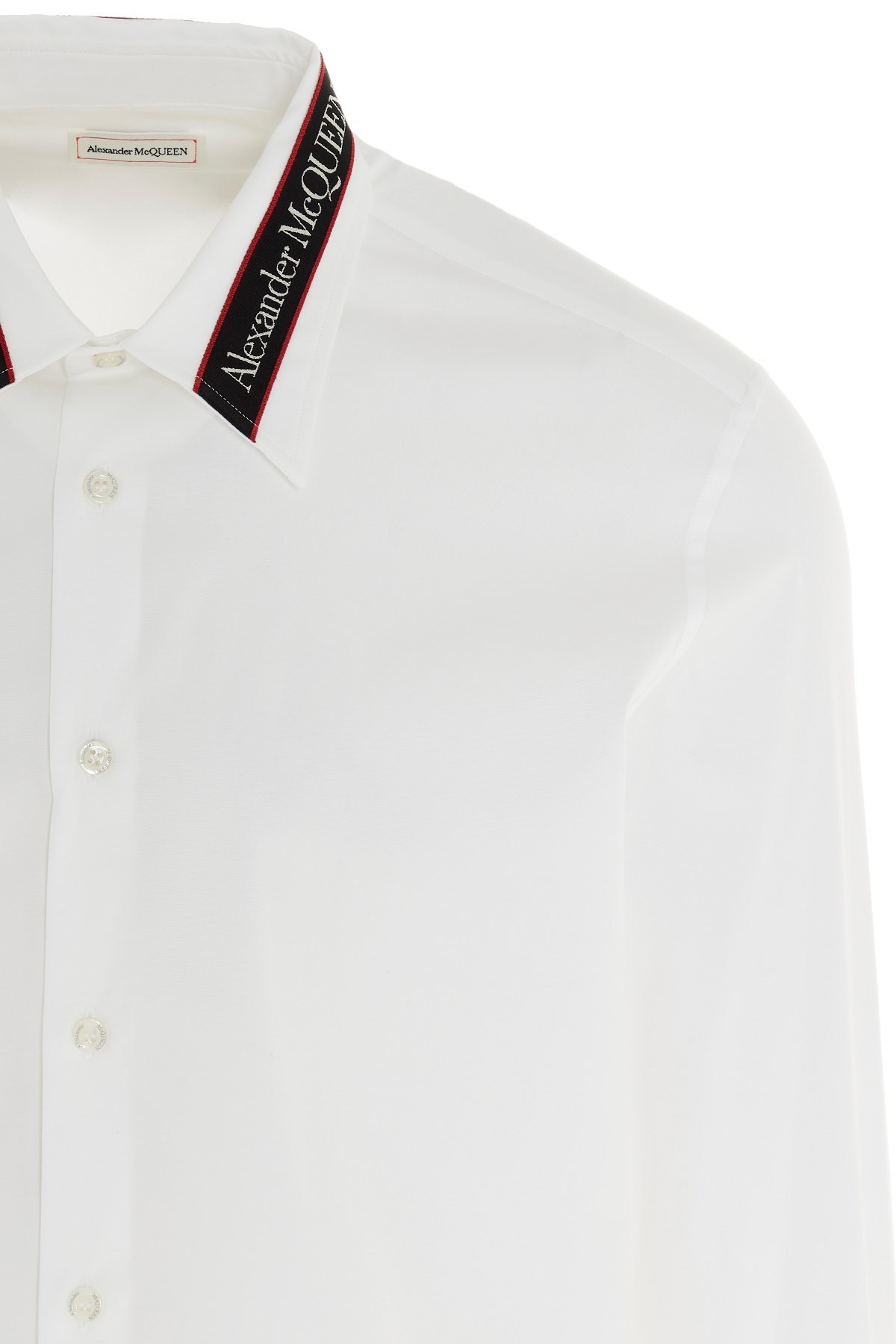 Alexander Mcqueen Cotton Shirt With Logo Detail In White