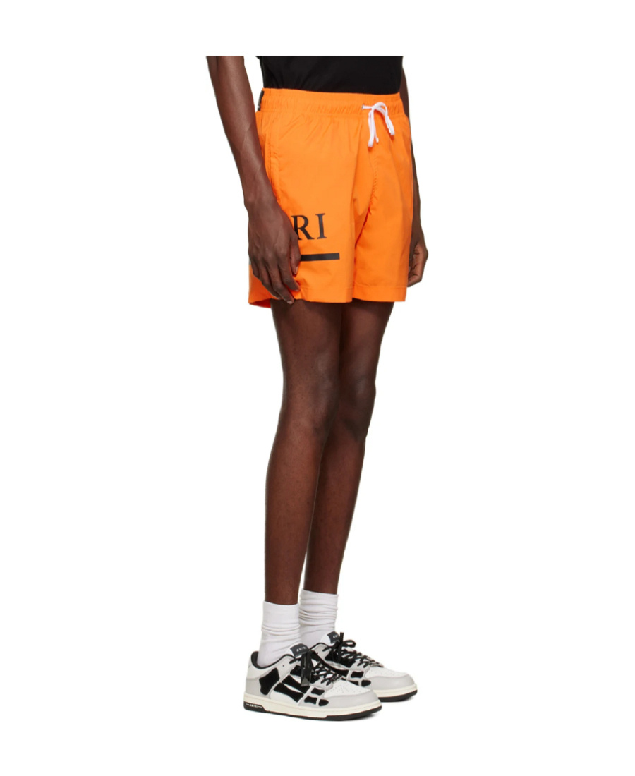 Amiri Logo-print Drawstring Swim Shorts In Orange