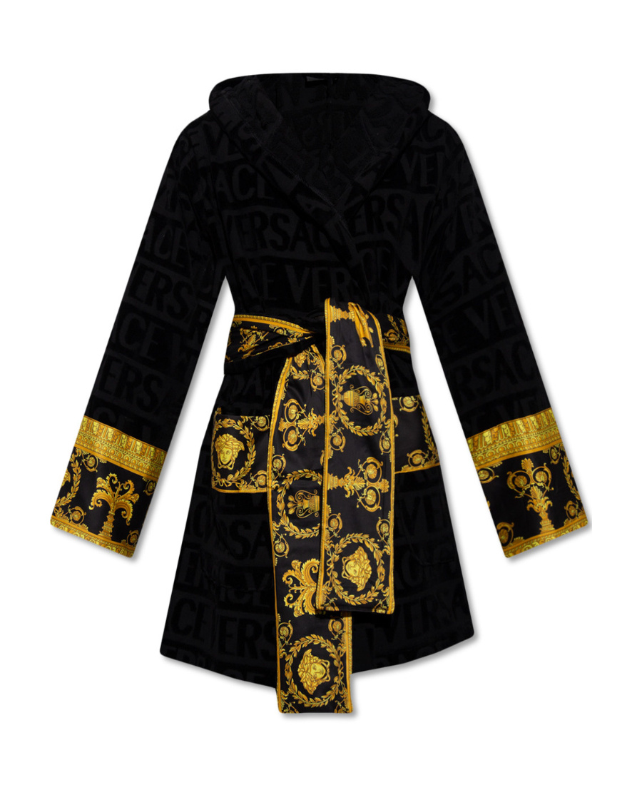 Versace Barocco-print Cotton Robe In Multicolor