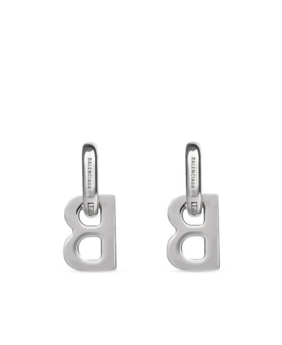 Balenciaga Xs B Chain Drop Earrings In White