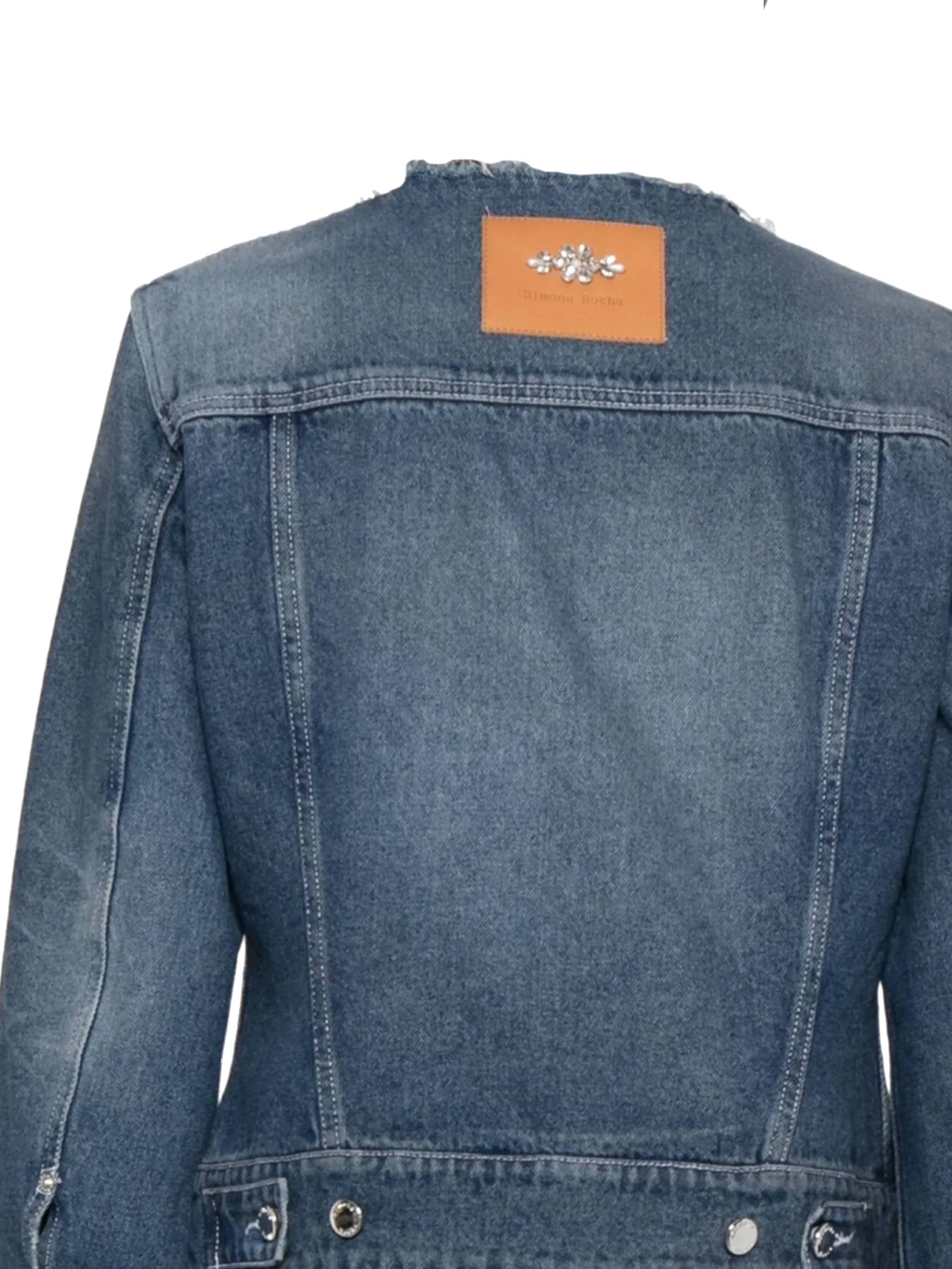 Simone Rocha Long-sleeved Denim Jacket In Blue