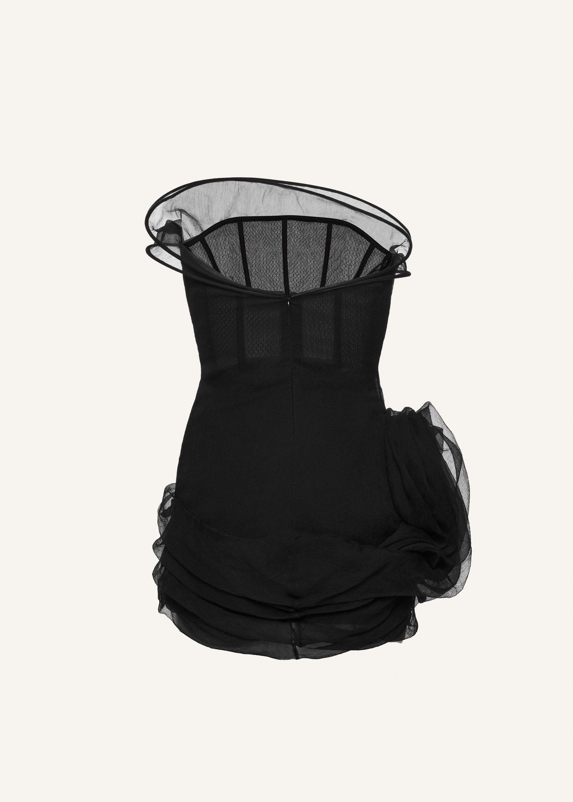 Magda Butrym Ruffled Silk Organza Corset Mini Dress In Black