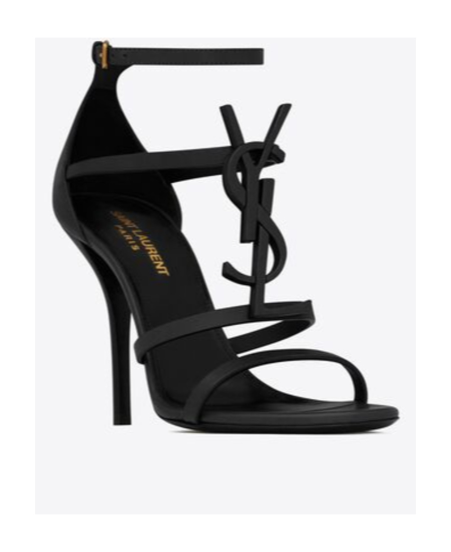 Saint Laurent Cassandra Logo-embellished Patent-leather Sandals In Black
